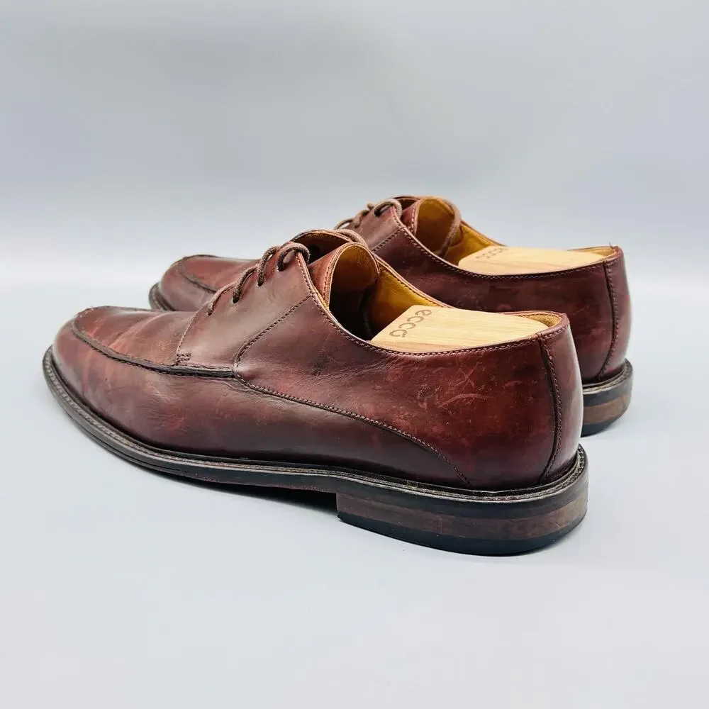 Johnston & Murphy Shoes Mens‎ 10 Burgundy Leather Moc Toe Oxford Dress Lace Up